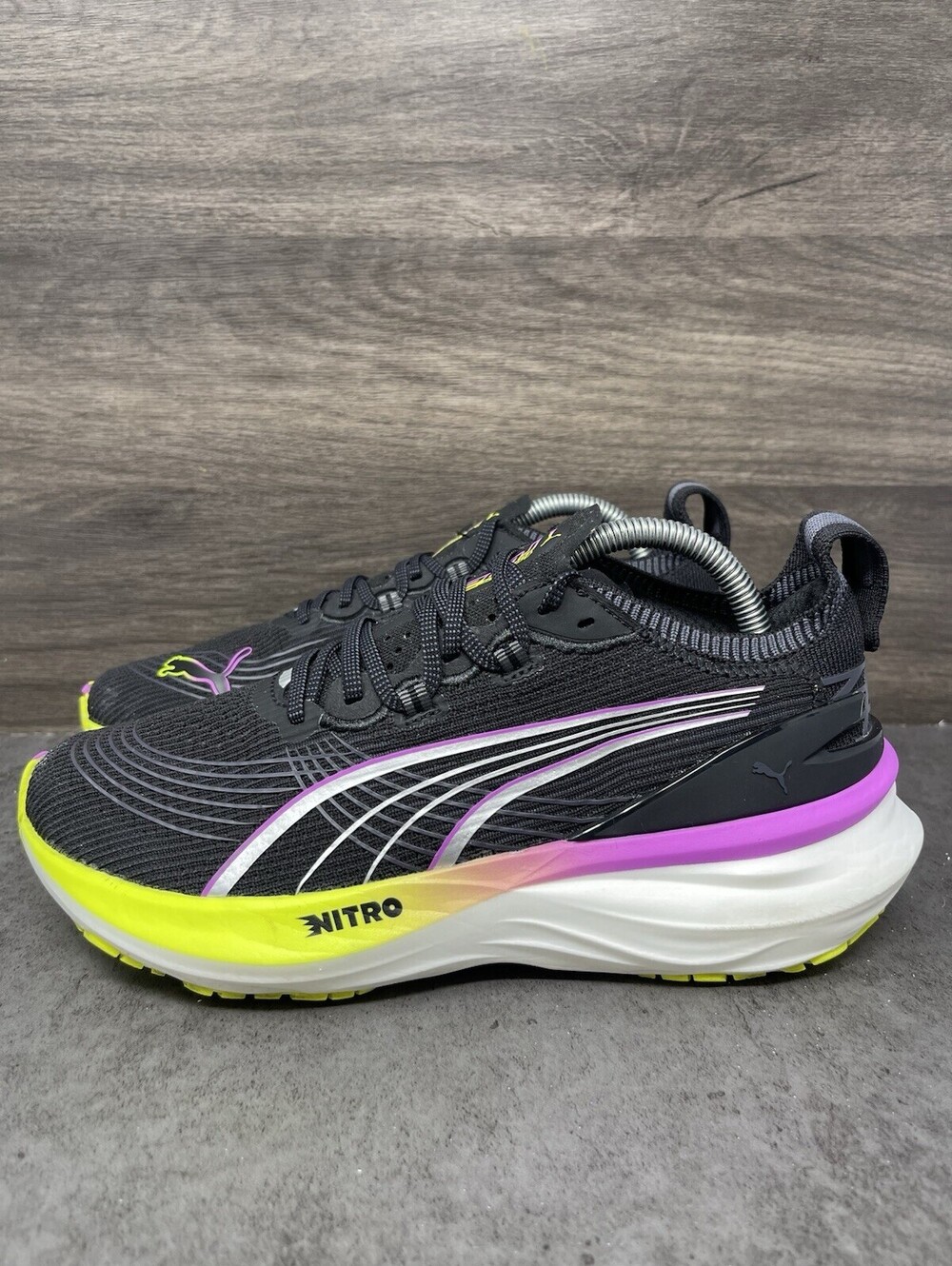 PUMA Forever Run Nitro 2 Sneakers Womens Size 8 Black Multicolor Running